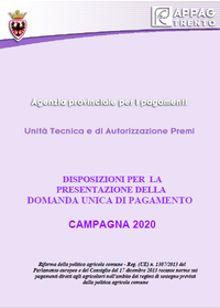 Disposizioni per la presentazione della domanda unica di pagamento - Campagna 2020