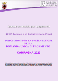 Disposizioni per la presentazione della domanda unica di pagamento - Campagna 2023